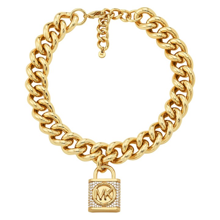 Michael Kors MKJ8059710 14ct GP Pavé Lock Necklace - J94149