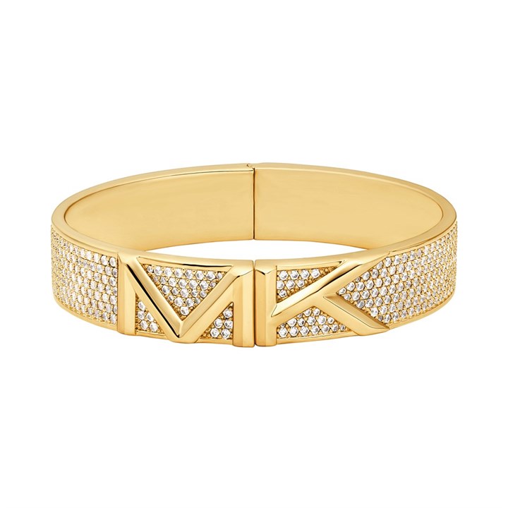 Michael Kors MKJ8065710 14ct Gold Plated Faceted Pavé Bangle - J94150