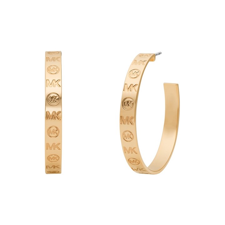 Michael Kors MKJC0032A710 Gold-Tone Hoop Etched Logo Earrings - J94152