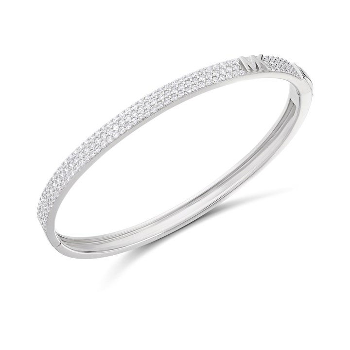 Michael Kors MKC1551AN040 Silver Pave Logo Bangle - J94160