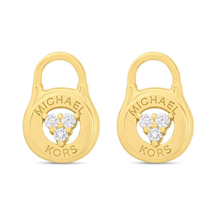 Michael Kors MKC1572AN710 Yellow Gold Tone CZ Lock Stud Earrings - J94162