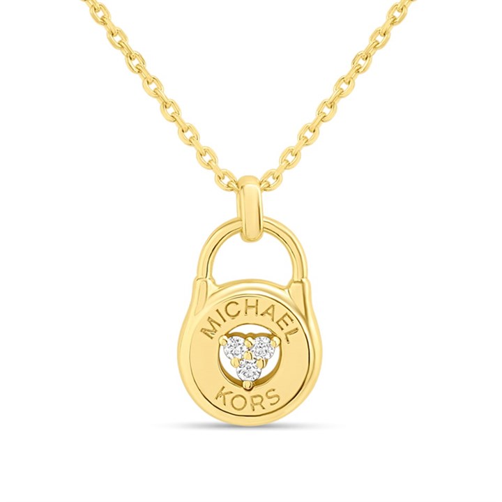 Michael Kors MKC1573AN710 Gold Tone CZ Lock Necklace - J94163