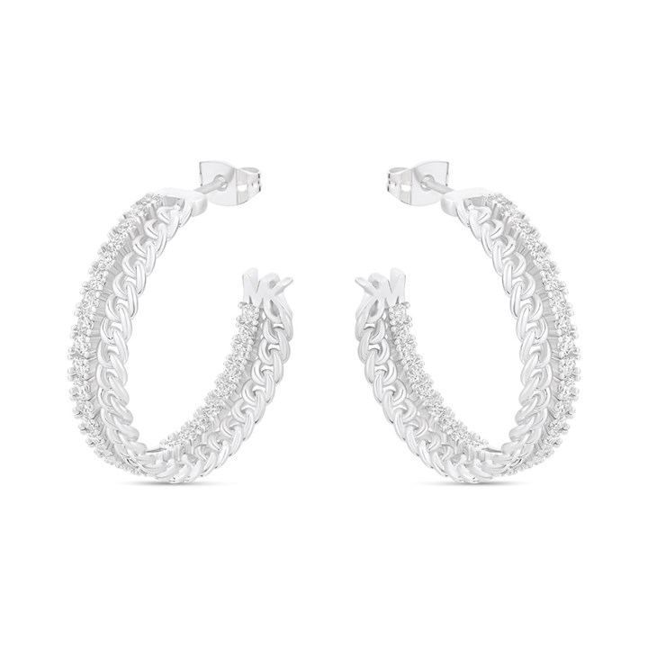 Michael Kors MKJ8279CZ040 Two Row CZ Hoop Earrings - J94165