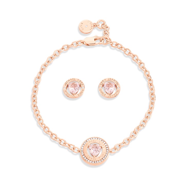Michael Kors MKJ8263SET Rose Gold Tone CZ Bracelet And Earrings Set - J94221