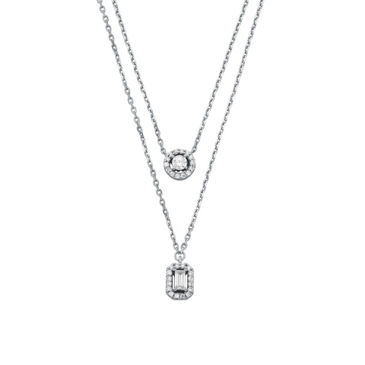 Michael Kors MKC1745CZ040 Silver Double Stone Set Necklace - J94225