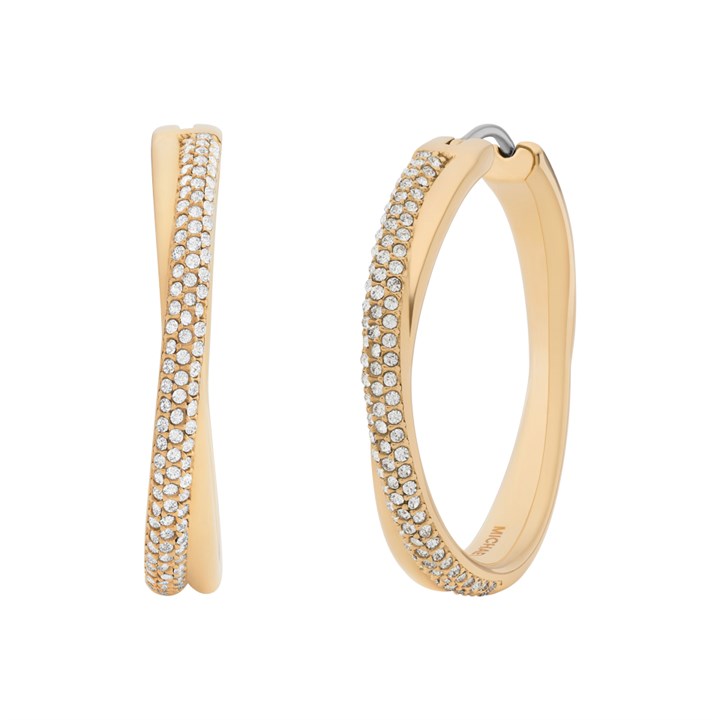 Michael Kors MKJ8319710 Gold Tone CZ Hoop Earrings - J94232