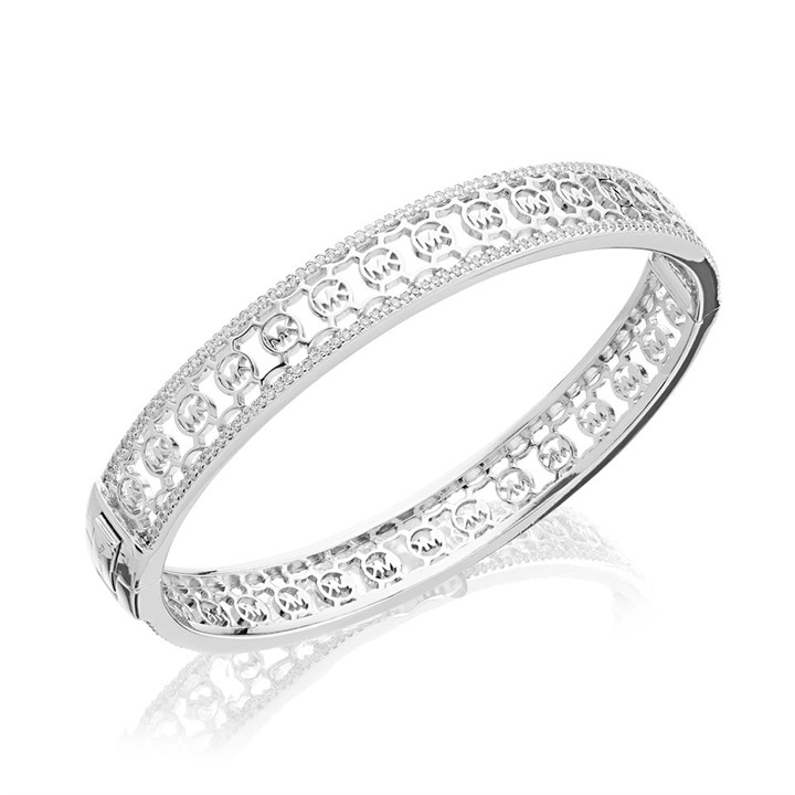 Michael Kors MKC1475AN040 Silver Cubic Zirconia Bangle - J9470