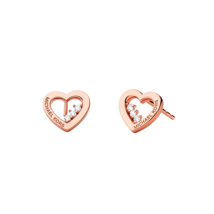 Michael Kors MKC1569AN791 Rose Gold Plated Silver Heart Stud Earrings - J9493
