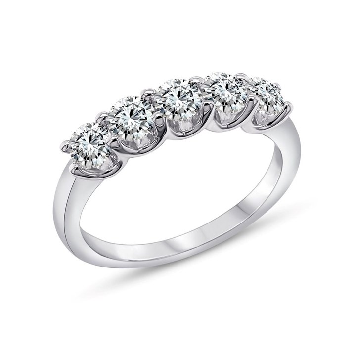 Blossom 9ct White Gold Lab Grown Diamond Five Stone Ring - 3/4ct - L40013