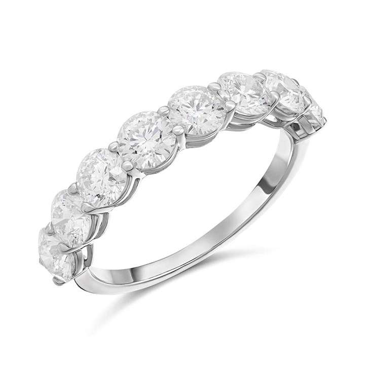 9ct White Gold Lab Grown Diamond Half Eternity Ring, 2cts - L40022