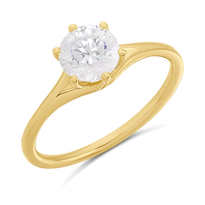 9ct Gold Six-Claw Set Solitaire Lab Grown Diamond Ring, 1ct - L40032