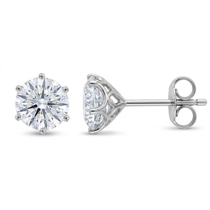 9ct White Gold Lab Grown Diamond Single Stone Earrings, 2ct/pr - L40064