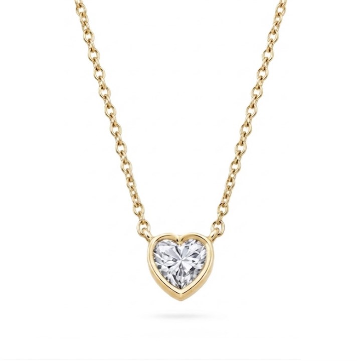9ct Gold Lab Grown Diamond Heart Necklace, 1/2ct - L40089