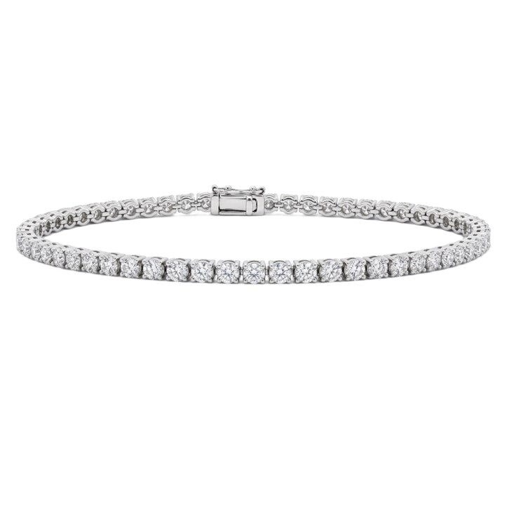 9ct White Gold Lab Grown Diamond Tennis Bracelet, 3cts - L40092