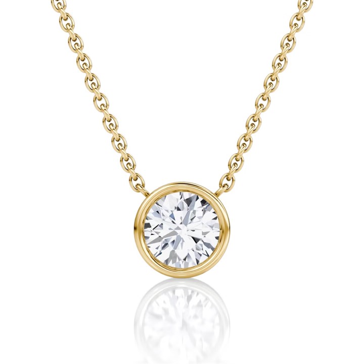 9ct Gold Lab Grown Diamond Rubover Single Stone Necklace, 1/2ct - L40093