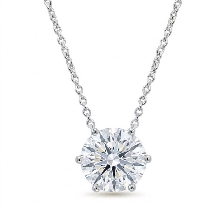 9ct White Gold Lab Grown Diamond Single Stone Necklace, 1.50cts - L40094