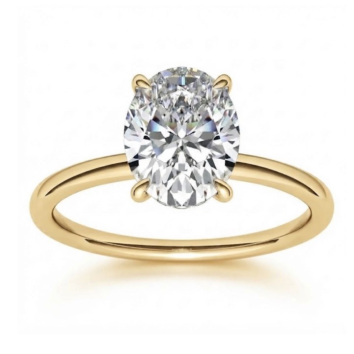 9ct Gold Oval Solitaire Lab Grown Diamond Ring, 1.50cts - L40202
