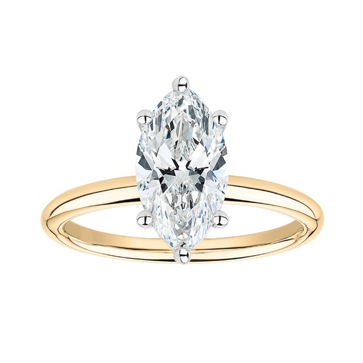 9ct Gold Marquise Solitaire Lab Grown Diamond Ring, 2cts - L40203