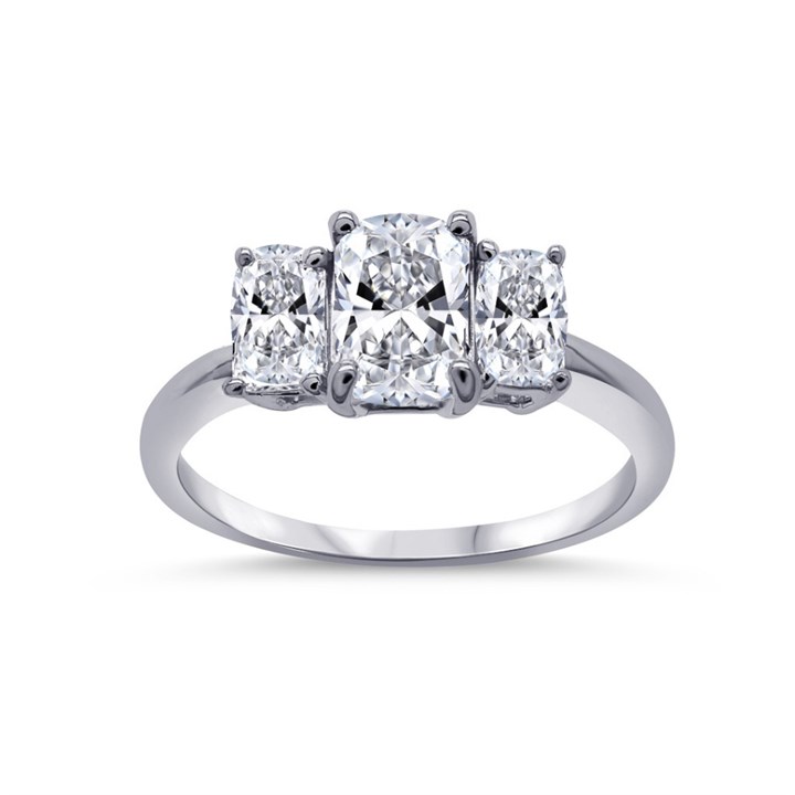 9ct White Gold Radiant-Cut Lab Grown Diamond Trilogy Ring, 1.60cts - L40205