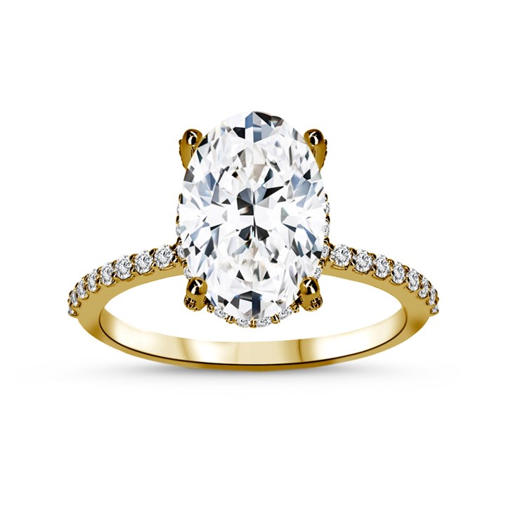 9ct Gold Oval Lab Grown Diamond Fancy Single Stone Ring, 3.36cts - L40208