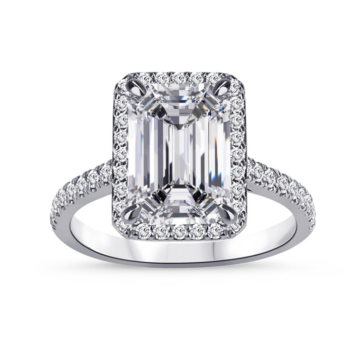 9ct White Gold Lab Grown Diamond Radiant Halo Cluster Ring, 2.29cts - L40209