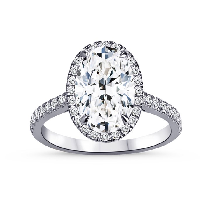 9ct White Gold Lab Grown Diamond Oval Halo Cluster Ring, 2.43cts - L40210