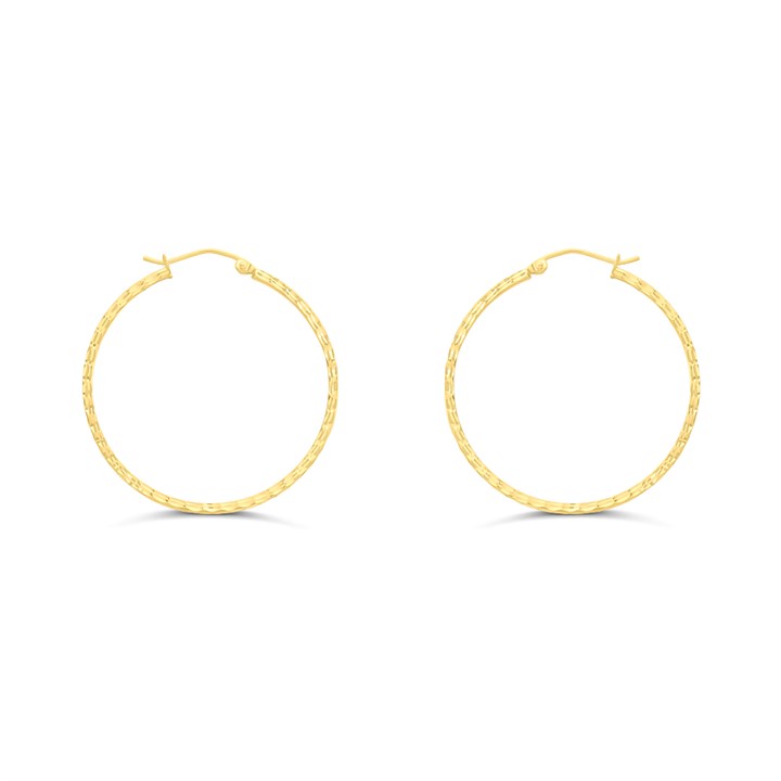 Bonded Silver And 9ct Gold Sparkle Hoop Earrings - M3009