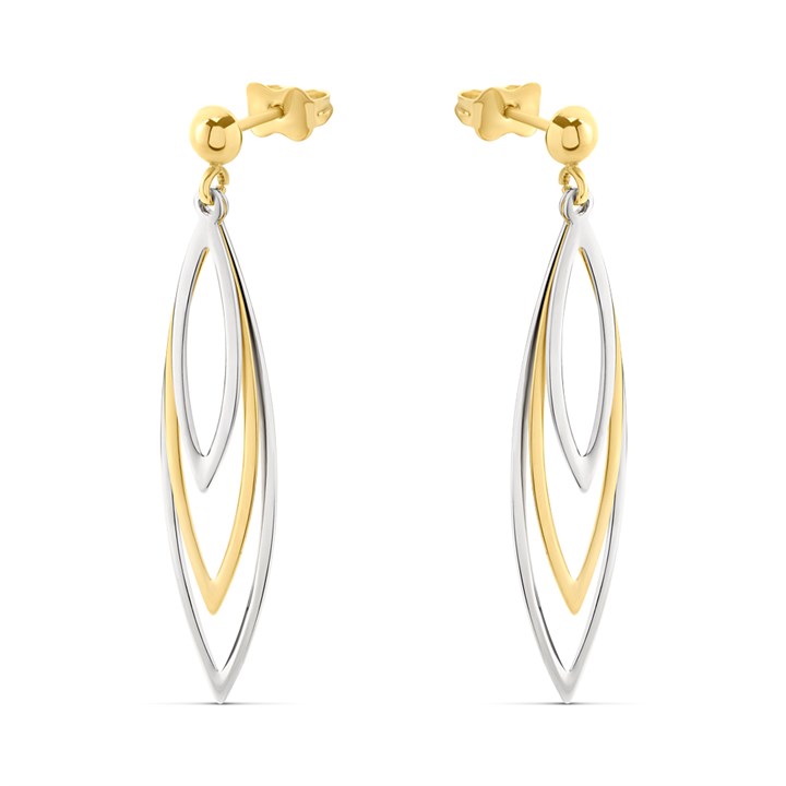 Bonded Silver And 9ct Gold Drop Earrings - M3011