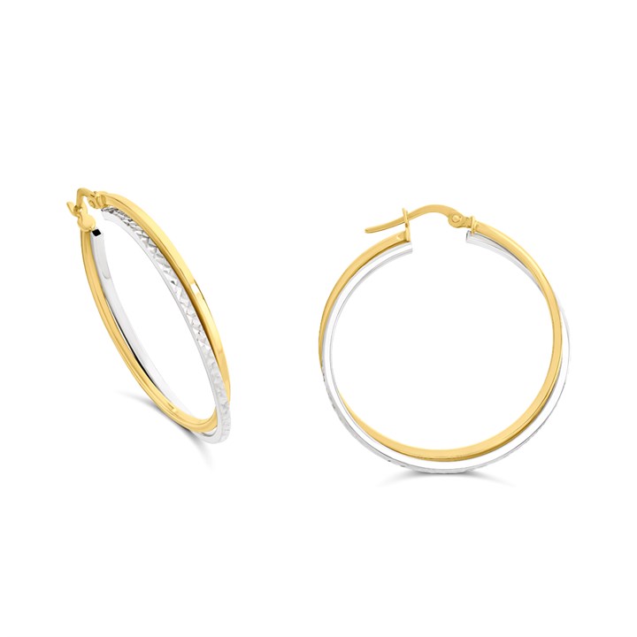 Bonded Silver And 9ct Gold Double Hoop Earrings - M3012