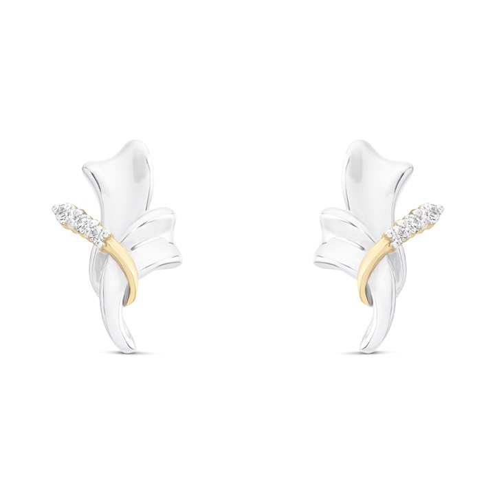 Bonded Silver And 9ct Gold Cubic Zirconia Stud Earrings - M3020