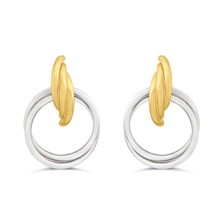 Bonded Silver And 9ct Gold Hoop Drop Earrings - M3021