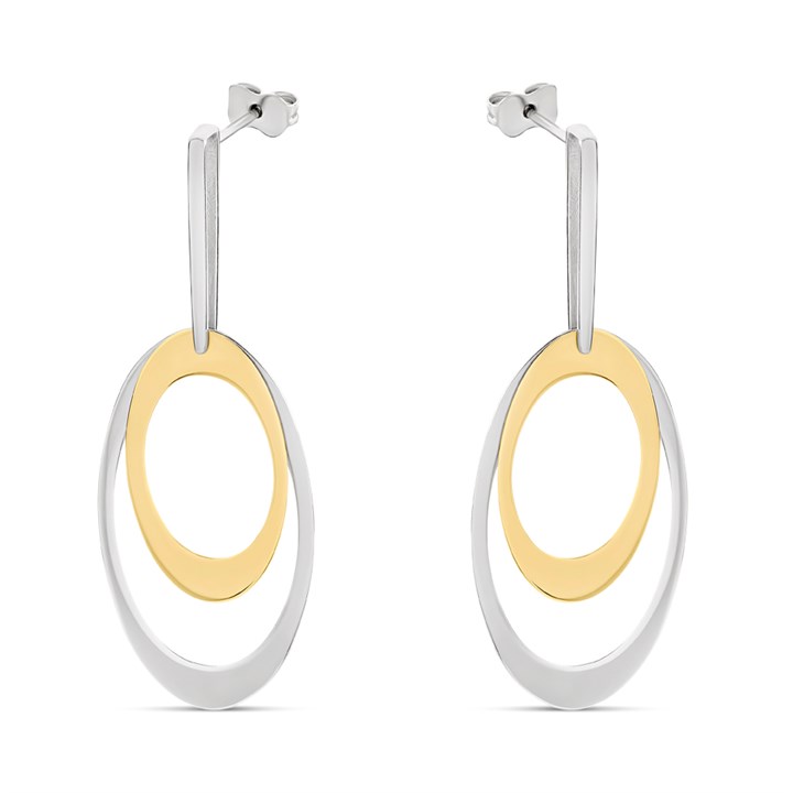 Bonded Silver And 9ct Gold Alternating Oval Drop Earrings - M3023