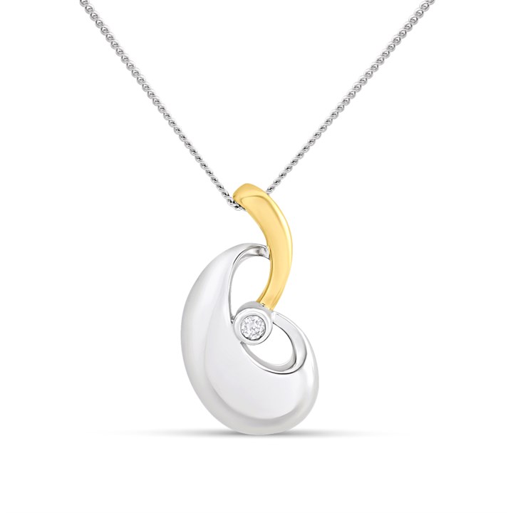 Bonded Silver And 9ct Gold  Diamond Necklace - M3028