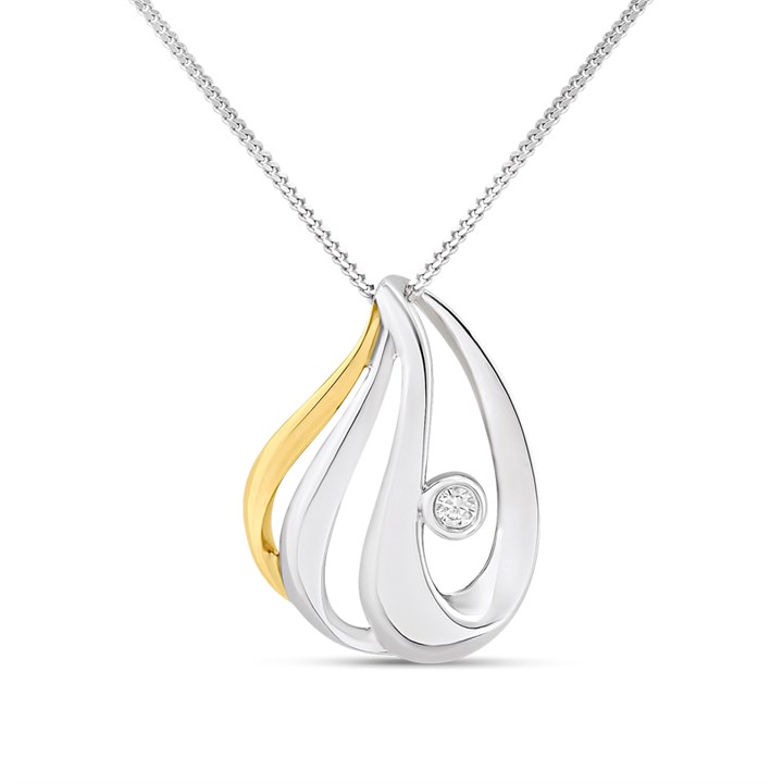 Bonded Silver And 9ct Gold Diamond Necklace - M3035