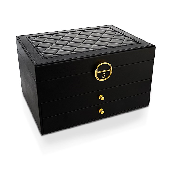 Stitched Black Jewellery Box - P55155
