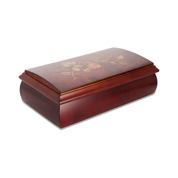 Walnut Rose Domed Lid Jewellery Box - P55191