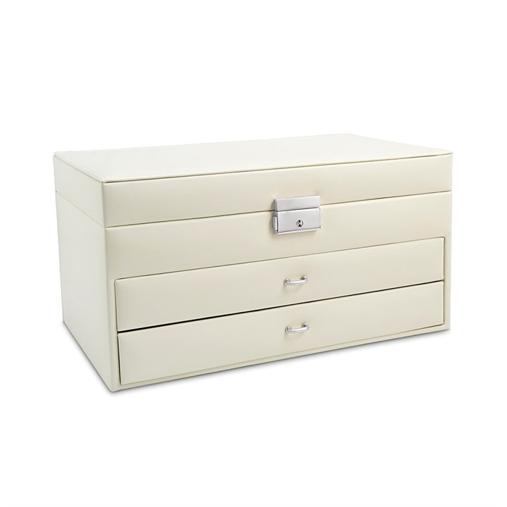 Ivory Bonded Leather Large Jewel Box - P55195