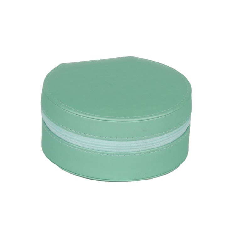 Small Round Sea Green Travel Jewellery Box - P55203