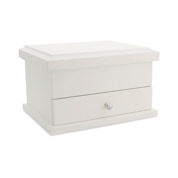 White Wooden Jewellery Box With Drawer - P56193