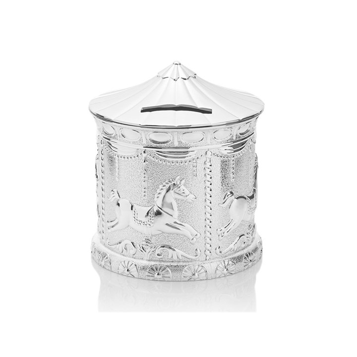 Bambino Silver Plated Carousel Merry-Go-Round Money Box - P76100