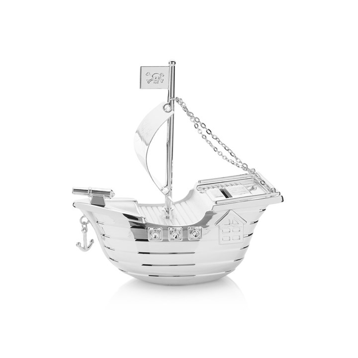 Bambino Silver Plated Pirate Ship Money Box - P7699