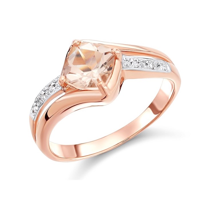 9ct Rose Gold Morganite And Diamond Ring - R0971