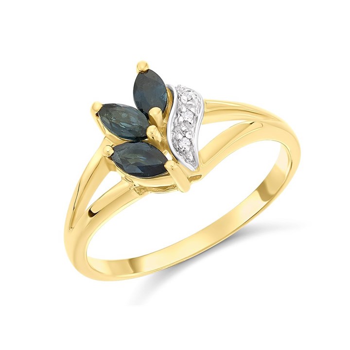 9ct Gold Sapphire And Diamond Ring - R0973