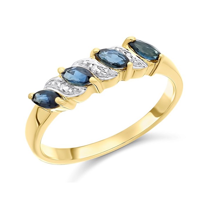 9ct Gold Sapphire And Diamond Ring - R0975