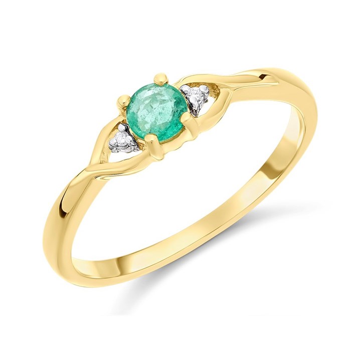 9ct Gold Emerald And Diamond Ring - R0976