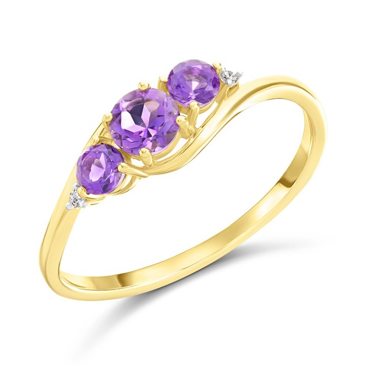 9ct Gold Amethyst And Diamond Ring - R0987