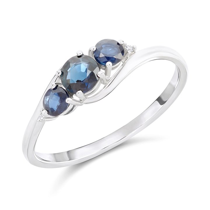 9ct White Gold Sapphire And Diamond Ring - R0991