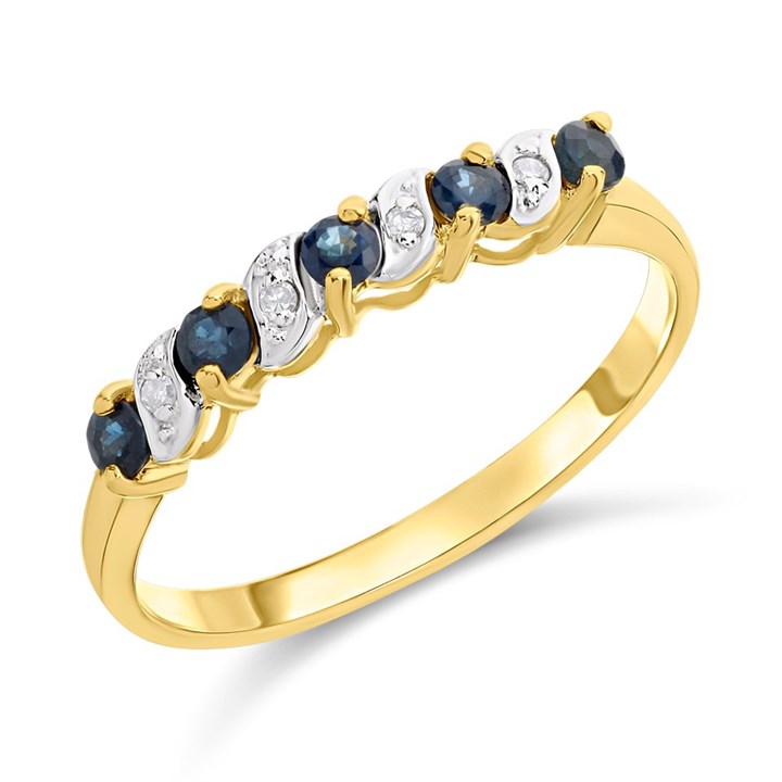 9ct Five Sapphire And Diamond Ring - R0997