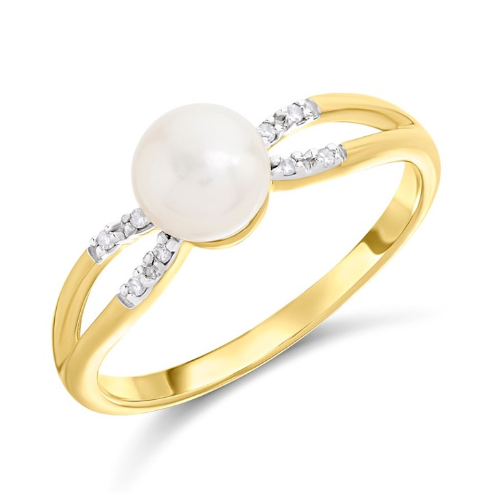 9ct Freshwater Pearl And Diamond Ring - R0998