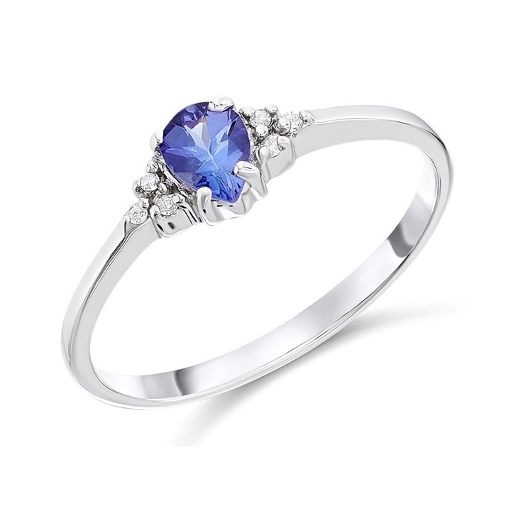 9ct White Gold Tanzanite And Diamond Ring - R1468